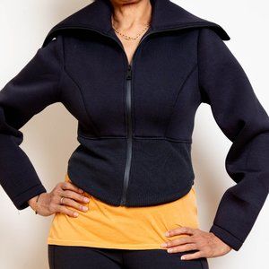 Zara High collared, Neoprene Effect Zip Up Sweatshirt Jacket Size L